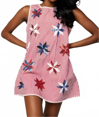 Queen Of Sparkles Red & White Stripe Pinwheel Tie Dress In Brown