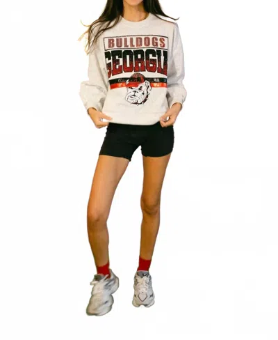 Queen Of Sparkles Rhinestone Georgia Bulldogs Vintage Sweatshirt In Grey In Gray