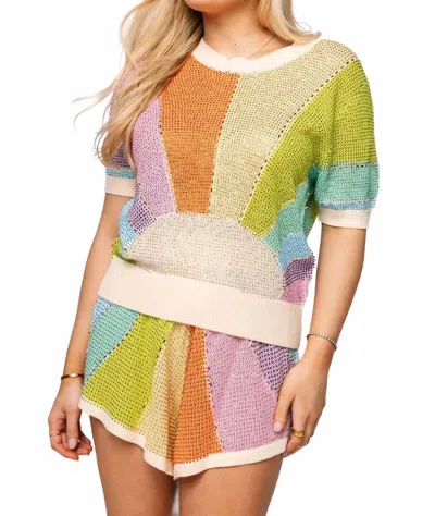 Queen Of Sparkles Rhinestone Sun Top In Rainbow In Multi
