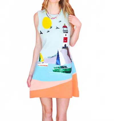Queen Of Sparkles Sail Boar & Light House Knit Tank Dress In Multi