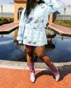 Queen Of Sparkles Scattered Bunny Light Blue Cardigan