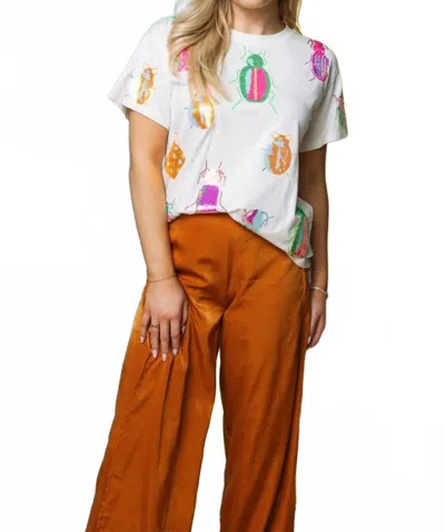 Queen Of Sparkles Scattered Neon Beetle Tee In White