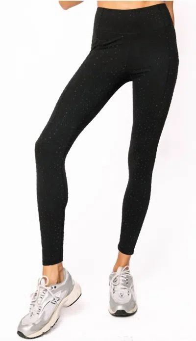 Queen Of Sparkles Scattered Rhinestone Leggings In Black
