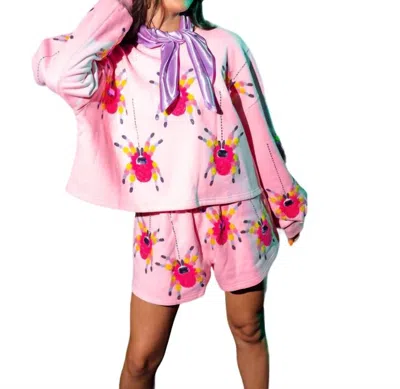 Queen Of Sparkles Scattered Spider Shorts In Pink