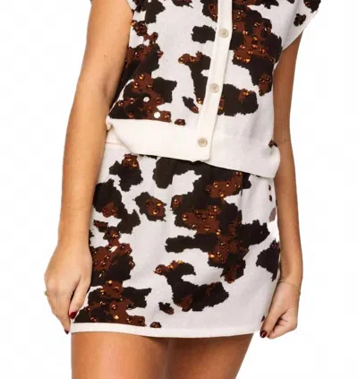 Queen Of Sparkles Sequin Cow Print Button Up Vest In White