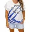 Queen Of Sparkles Short Sleeve Angels Tee In White Blue In Blue