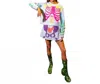 Queen Of Sparkles Skeleton Skort In Grey & Neon In Multi