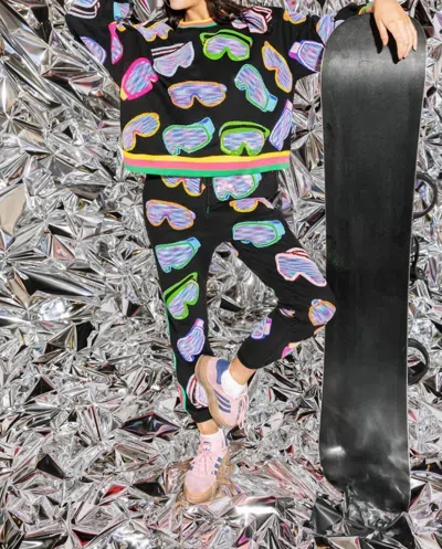 Queen Of Sparkles Ski Goggle Sport Stripe Jogger In Black Multi