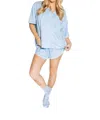 Queen Of Sparkles Snowflake Pajama Short Set In Light Blue In Blue