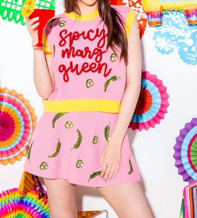 Queen Of Sparkles Spicy Marg Queen Sweater Vest In Pink
