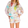 Queen Of Sparkles Stripe Button Up Multi Shell Long Sleeve In Multi