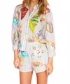 Queen Of Sparkles Stripe Button Up Multi Shell Long Sleeve In White