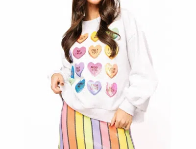 Queen Of Sparkles Sweet Hearts Sweatshirt In Light Grey In Multi