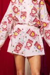 Queen Of Sparkles Sweetheart Box Cotton Shorts In Pink In Pink