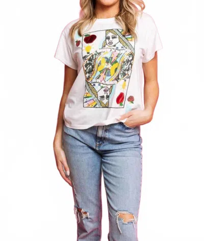 Queen Of Sparkles Teacher Queen Card Tee In White Multi