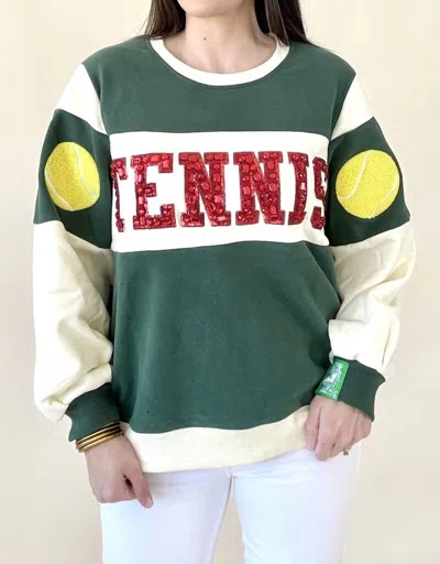 Queen Of Sparkles Tennis Sweatshirt In Green