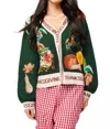 Queen Of Sparkles Thanksgiving Button Cardigan In Dark Green In Green