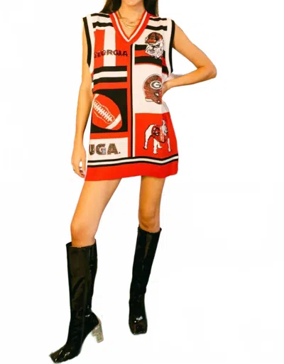 Queen Of Sparkles Uga Icon Sweater Tank Dress In Red/ White In Multi