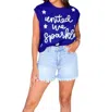 QUEEN OF SPARKLES UNITED WE SPARKLE VEST IN BLUE/RED