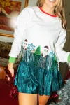Queen Of Sparkles Wavy Swing Shorts In Teal In Blue