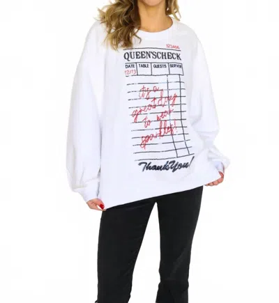Queen Of Sparkles Women's Check Sweatshirt In White