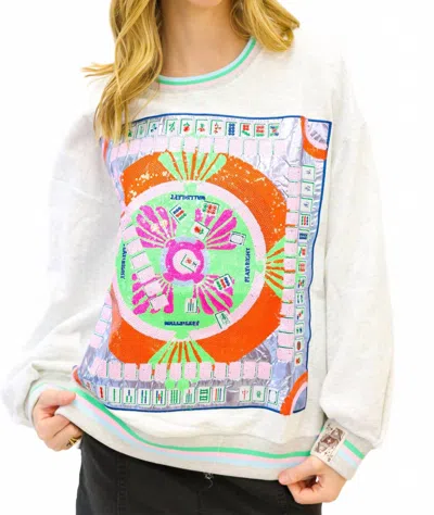 Queen Of Sparkles Women's Mahjong Table Sweatshirt In Grey In Gray