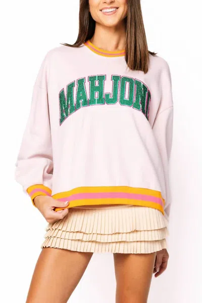 Queen Of Sparkles Women's Rhinestone Mahjong Sweatshirt In Pink Orange Green