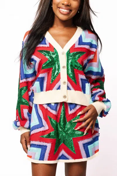 Queen Of Sparkles Women's Starburst Cardigan In Multi