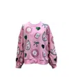 Queen Of Sparkles Women Troop Mahjong Society Sweatshirt In Pink In Pink