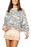 Queen Of Sparkles Zebra Sweatshirt In Cream/black In Black