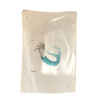 Queen Of The Rodeo Neutrals Zodiac Linen Tea Towel - Capricorn Sign