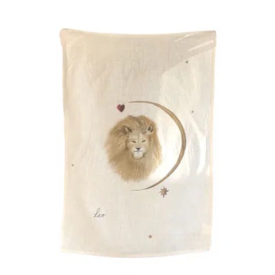 Queen Of The Rodeo Neutrals Zodiac Linen Tea Towel - Leo Sign