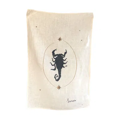 Queen Of The Rodeo Neutrals Zodiac Linen Tea Towel - Scorpio Sign