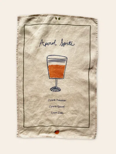Queen Of The Rodeo Orange Linen Tea Towel - Aperol Spritz In Neutral