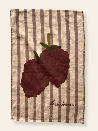 Queen Of The Rodeo Purple Linen Tea Towel - Framboises In Multi