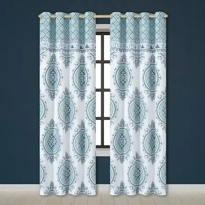 Queen Street Afton Rod Pocket Light-filtering Set Of 2 Curtain Panel In Blue