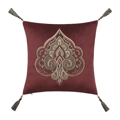 Queen Street Cedar Park Square Throw Pillow In Red