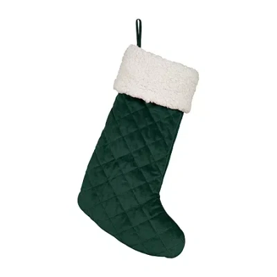 Queen Street Cozy Sherpa Quilted Christmas Stocking In Green