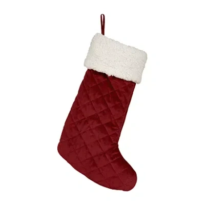 Queen Street Cozy Sherpa Quilted Christmas Stocking In Red