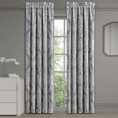 Queen Street Kaela Rod Pocket Room Darkening Set Of 2 Curtain Panel In Gray