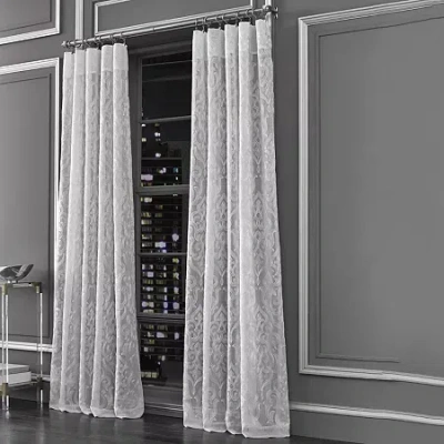 Queen Street Lafayette Rod Pocket Sheer Single Curtain Panel In Gray
