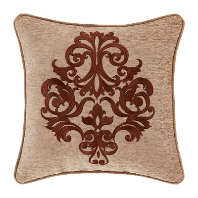 Queen Street Lakeview 18x18 Embellished Beige Square Throw Pillow In Sand