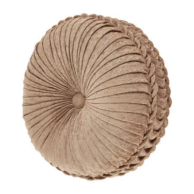 Queen Street Lakeview Beige Tufted Round Throw Pillow In Sand