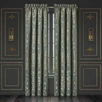 Queen Street Salerno Rod Pocket Embellished Light-filtering Set Of 2 Curtain Panel In Green
