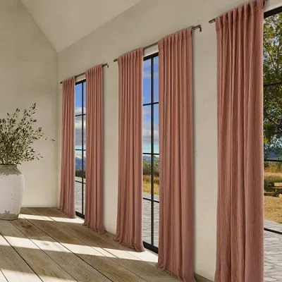 Queen Street Seacove Rod Pocket Light-filtering Single Curtain Panel In Brown
