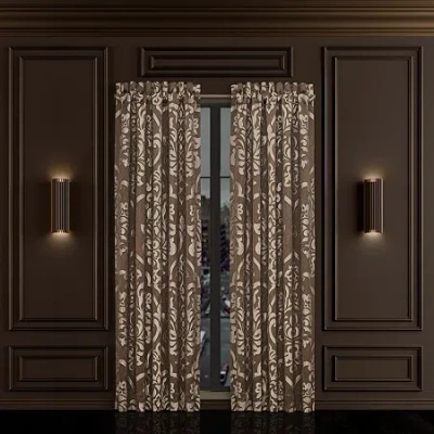 Queen Street Seymour Rod Pocket Light-filtering Set Of 2 Curtain Panel In Brown