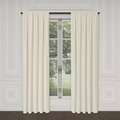 Queen Street Toulhouse Rod Pocket Energy Saving Light-filtering Single Curtain Panel In White