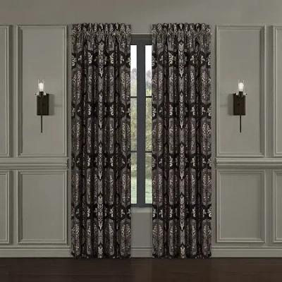 Queen Street Willow Rod Pocket Light-filtering Set Of 2 Curtain Panel In Black