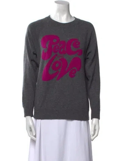 Pre-owned Queene And Belle Cashmere Graphic Print Sweater In Gray