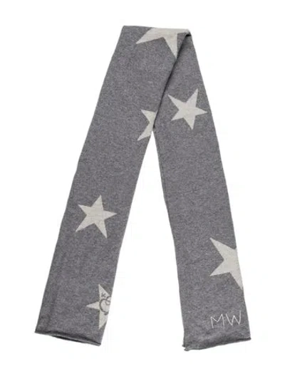 Pre-owned Queene And Belle Cashmere Printed Scarf In Gray